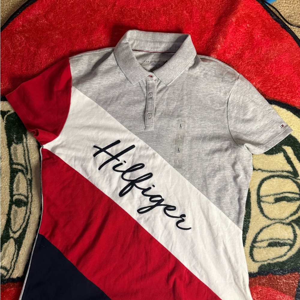 Gray and Red Polo Shirt